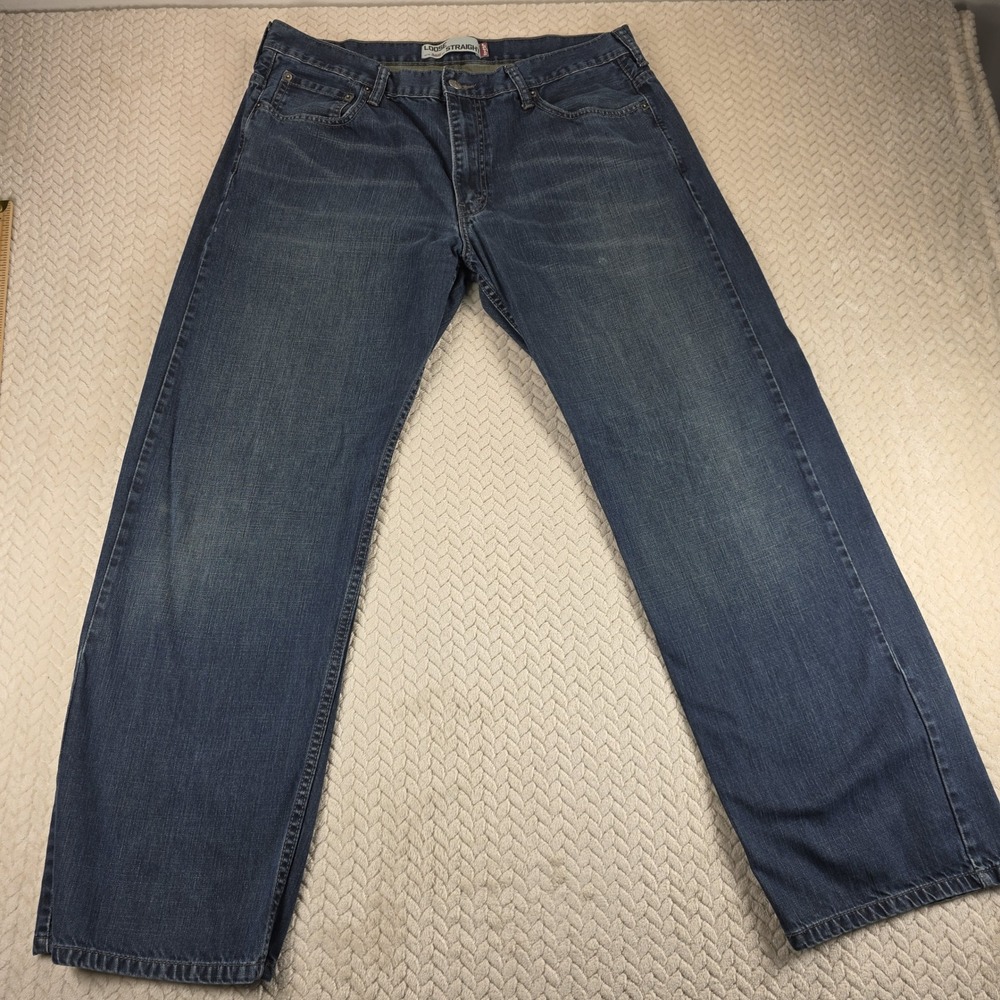 Levis 569 Jeans Mens 36x32 Blue Medium Wash Loose Straight Zip Fly Denim